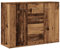 vidaXL Sideboard, Kommode mit 4 Schubladen 2 Türen, Anrichte Schrank für Wohnzimmer, Beistellschrank Mehrzweckschrank, Altholz-Optik Holzwerkstoff