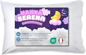 BCBABY Kissen für Wiege und Kinderbett, Kleinkinder, 40 x 30 cm, 100 % Baumwolle, 0 1 2 Jahre, für Nest, Kinderwagen, Camping, super atmungsaktiv, milbendicht und hypoallergen, hergestellt in Italien