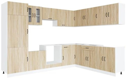 vidaXL 14-TLG. Küchenschrank-Set Kalmar Sonoma-Eiche Holzwerkstoff, Küchenzeile Einbauküche, Schrank-Set, Unterschrank, Küchenschrank, Hängeschrank