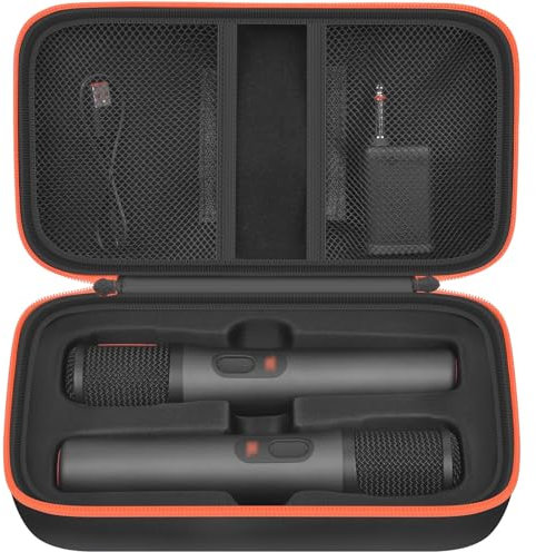 Boobowl Bluetooth Microphone Wireless Case Compatible with JBL PartyBox Wireless Mic -2X Digital Microphones, Portable Wireless Mic Storage Holder for Rechargeable Battery, Receivers, Adapter (Black)