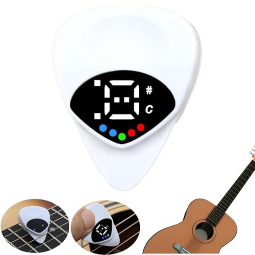 2 In 1 Guitar Tuner and Guitar Pick, Digital Guitar Pick with LED Screen Display, 0.6mm Thickness, 12 Equal Temperaments Musical Note, Efficient Tuning, Perfect Guitar Gifts (1pcs)