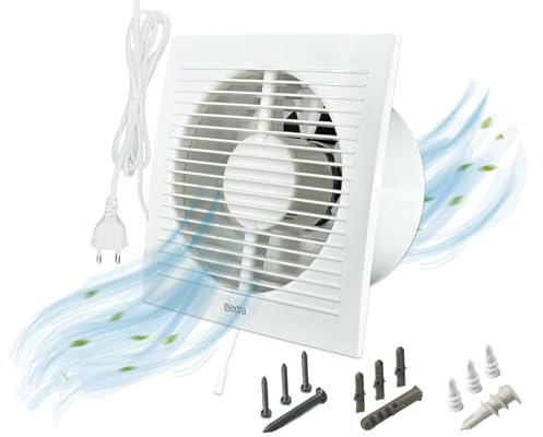 H&C VENT Ø 150mm Badlüfter mit Stecker mit Schalter -1,5m │ Bad Ventilator IPX4 20W 200m³/h 40dB │ Abluftventilator Für Badezimmer Küche Garage Gewächshaus Growzelt WC Fan│ Lüfter Wand Decke Fenster