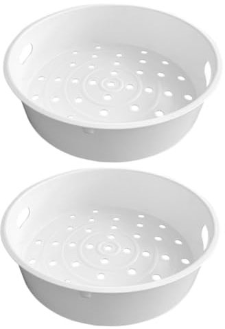 Steamed Egg Bowl,2pcs Rice Cooker Steamer Tiger Rice Cooker Pan Steamer Basket Small Rice Cooker Steaming Rack Pot Pressure Cooker Microwave Rice Cooker Rice Cooker Small Steam Basket Plastic White