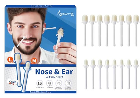 Beauty7 16 gebrauchsfertige Wachsstäbchen Nasen- und Ohrenhaarentfernung Schmerzfrei Nasenwachs Nasenstick Nasenwaxing Nasenhaarentferner einweg-nasenhaar-wachs-kit für Männer und Frauen