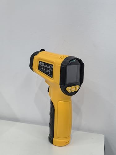 Infrarot-Thermometer, SQECH Temperaturmessgerät -50℃~ 600℃(-58℉~1112℉), mit Einstellbarem Emissionsgrad und Farbiger Hintergrundbeleuchtung, für Kochen, Pizzaofen, Kühlschrank, Industrie(Gelb)