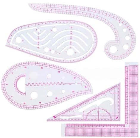 Lineal Nähen, 5 Stück Kleidungs Lineal, Schneiderlineal, Kurvenlineal Schneiderbedarf, L-Form Kunststoff Lineal, Metrisches Lineal, Nähen Schneidern Nähwerkzeuge, für DIY Kleidung