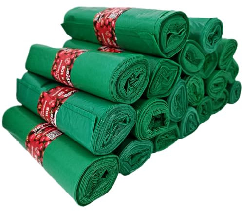 Bolsas de Basura Verdes de 120L – Pack 200 Unidades (20 Rollos) Bolsas de Comunidad 85 x 105 cm