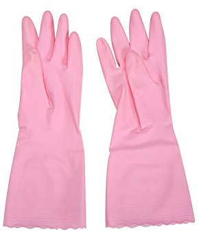 Sonnenschutzhandschuhe Wiederverwendbare Spültechnik Reinigung Handschuhe mit Latex-Frei, Baumwolle Futter, Vinyl Küche Handschuhe 2 Paar(Pink,L)