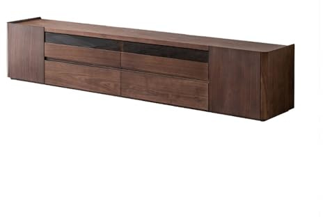 Meuble TV de Salon ​​180cm Console Minimaliste Scandinave en Noyer, Armoire de Rangement pour Salon Maison, Centre Médiatique Adapté aux Hôtels​ Meuble TV avec Rangement(210x40x45cm)