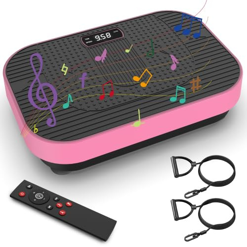 Vibrationsplatte / Rüttelplatte – Ganzkörper Fitnessgerät mit BT-Musik für das Training zu Hause, Rosa