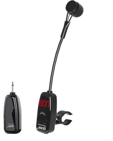 Sistema microfonico wireless UHF per flauto, Dizi e altri legni - portata 40 m, display a LED, ingresso 3,5 mm, corpo in ABS