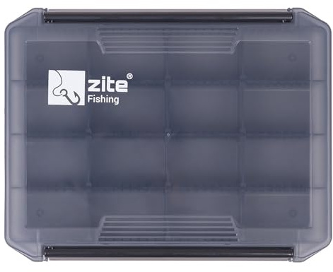 Zite Fishing Köderbox Transparent | Tackle Box mit variablen Trennwänden | 20,5x15,5x3,5cm & 25,5x19,5x3,5cm | Für Wobbler Gummifische & Spinner | Abnehmbarer Deckel