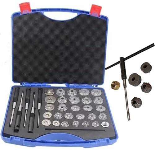 Set di alesatori per sedi valvole, Kit di Riparazione Universale per valvole automobilistiche da 34 Pezzi, Strumento per lappatura valvole Motore da 22-38 mm per Testata Cilindro Moto Auto