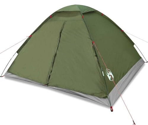 Kuppel-Campingzelt 4 Personen Olivgrün wasserdicht – Polyester mit PU-Beschichtung, versiegelte Nähte, strapazierfähige Bodenplane, Lüftungsöffnung, Reißverschlusseingang,