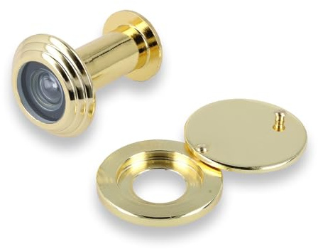 MS Beschläge Türspion Feuerschutz-Türgucker Spion Haustürspion feuerfest Türsicherheit Türsicherheit Abdeckklappe Türzubehör für Türstärke 35mm - 55mm (Gold Optik)