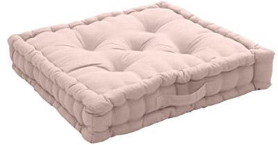 Coussin de Sol Garni - 50 x 50 cm - 100% Coton - Vieux Rose