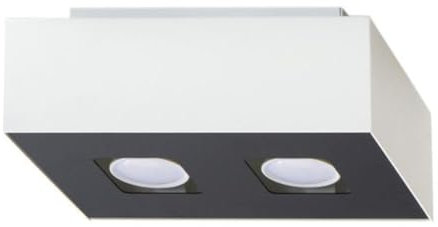 SOLLUX lighting Mono 2 Deckenleuchte Modernes minimalistisches Design für Wohnzimmer Schlafzimmer Angetrieben durch austauschbare GU10-Glühbirnen 2 x 40 W aus Stahl 24 x 14 x 11 cm Weiß