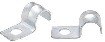 sourcing map 50Pcs Attache Fixer Grillage Rigide Traille Trou Tube Côte Renforcée Collier Serrage pour Tuyau en Acier au Carbone Zingué 22,5x10x9,5 mm Diamètre int. 8mm