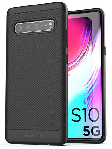 ENCASED Galaxy S10 5G Case (Thin Armor) Slim Fit Flexible Grip Cover for Samsung S10-5G Model (Black)