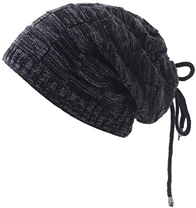 YOJEE Pony Tail Beanie Dread Beanie Knit Loop Schal Halstuch Dreadlocks Mütze, Schwarz, Small-4X-Large