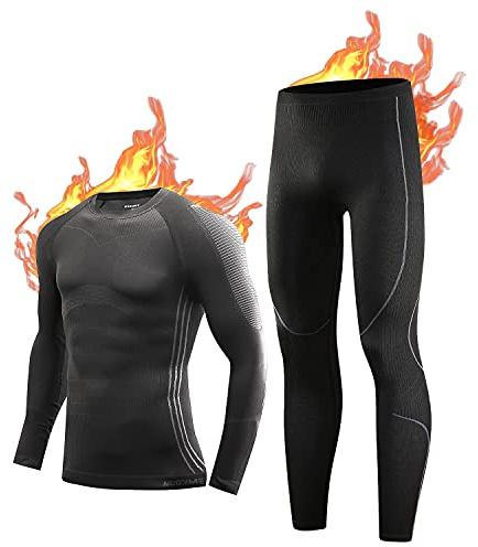 NOOYME Thermounterwäsche Herren Elastisch Funktionsunterwäsche Herren Weich Thermo Unterwäsche Männer Winter Warm Skiunterwäsche Atmungsaktiv Funktionswäsche Thermowäsche