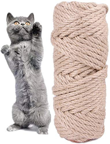 DHGTEP Corde en Chanvre de Jute Naturelle, Corde pour Arbre à Chat, Corde 4mm/6mm, Tissu Arbre à Chat, Corde à gratter pour Chat, Pot de Fleurs, Table de Jardin, Jardin (Color : 6mm, Size : 30m)