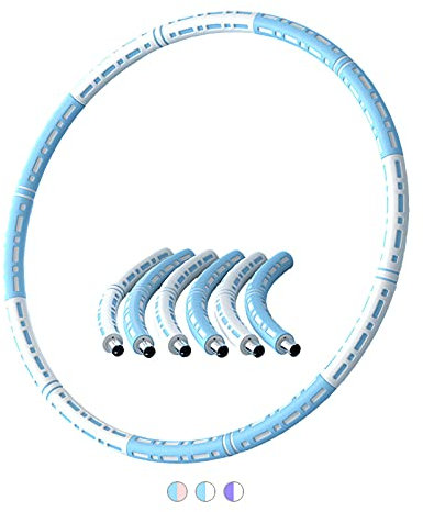 Gymnastikreifen Fitness Hoop 90cm Gewicht einstellbar 1-8kg Edelstahl Schaumstoff (Blau-Weiß)