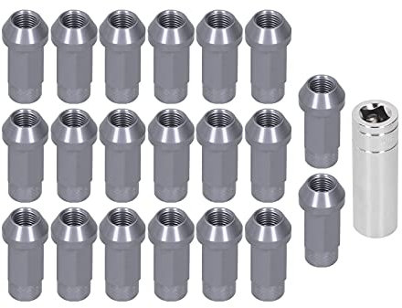 Radmuttern, 20 Stück Radmuttern M14x1,5 Gewinde 2 Zoll Höhe 7075-T6 Aluminium-Durchgangsloch-Kontermuttern(Titan)