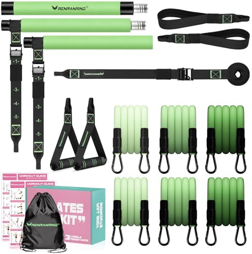 Pilates Bar Kit mit Widerstandsbändern, Pilates Workout Equipment für