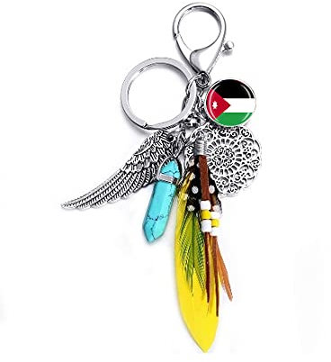 Porte-clés style drapeau de la Jordanie avec pendentif pour sac à dos, cadeau souvenir de voyage, Jordan