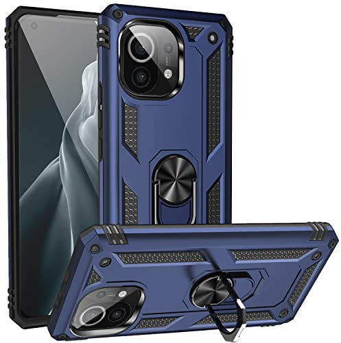 Fetrim Hülle für Xiaomi MI 11, stoßfest Schutzhülle mit Drehring Ständer für Xiaomi MI 11 Navy Blau