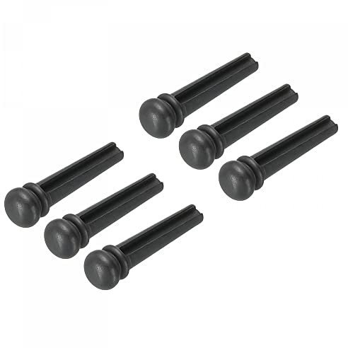 sourcing map Paket von 6 Ebenholz Akustikgitarre Brücke Ende Pin Set mit Schwarz Kopf