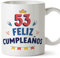 MUGFFINS Tazas 53 Cumpleaños - En Español - ¡Feliz Cumpleaños! - 11 oz / 330 ml - Regalo original y divertido