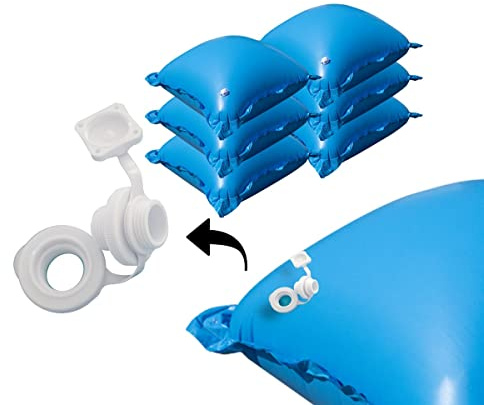 6X EVOLUTION® Poolkissen für Poolabdeckung Winter - Aufblasbare Luftkissen mit Luftstopventil inkl. 4 Ösen - Pool Ballon Schutz zur Überwinterung Poolplane Winterfest Kuppel Abdeckung Pillow Garten