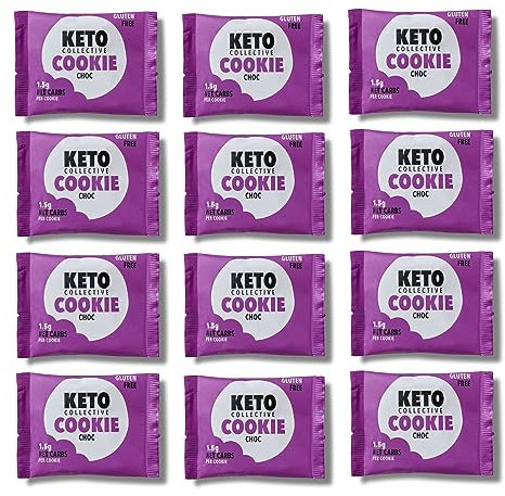 Keto Collective Keto Cookies I 1.5g Net Carbs I 30g x 12 I Keto Snacks I Low Sugar I Made with Real Butter I High Fibre I Low Carb Snacks, Gluten Free Biscuits (Choc)