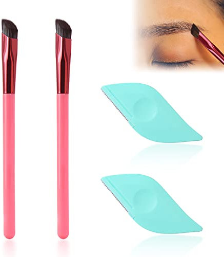 2 Pcs Multi-function Eyebrow Brushes, Eyebrow Concealer Brushes, Thrush Artifact, Eyebrow Brushes Makeup and Beauty Tools, with 2 Pcs Eyebrow Trimming Knives