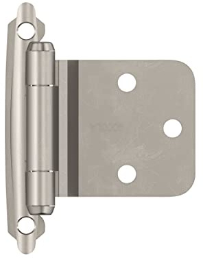 Amerock BPR7630G10 | Reverse Bevel Face Mount Cabinet Hinge | Variable Overlay Self Closing Face Mount | Satin Nickel | Kitchen Cabinet Door Hinge | 1 Pair/2 Pack | Functional Hardware