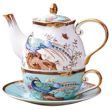 Teiere Ceramica Teiera, Teiera in Porcellana con Infusore in Acciaio Inossidabile, Teiera a Fiori e Foglie Sfuse Teiera a Foglie Sfuse con Infusore in Confezione Regalo Porcellana, 1 Tazza (350 ml) (