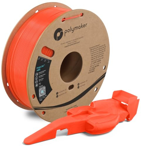 Polymaker Neon ABS 1.75mm UV Reactive 3D Printer Filament - Orange, 1kg, Heat Resistant, Strong & Durable, +/- 0.03mm Dimensional Accuracy | High Toughness, Impact-Resistance, Low Odor, 3D Printer Filament for Most FDM Printers, Dimensional Accuracy +/- 0.03mm