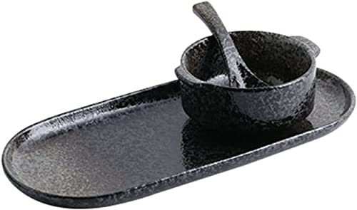 EISTEE Cereal Bowl,soup bowl,tea bowl,/Japanese Soup Bowls with Cracker Holder, Soup and Sandwich Plate Combo, Soup and Side Bowls, for Breakfast, Bread Dipping Bowls-d (Color : D)