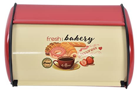Stainless Steel Bread Box for Kitchen Countertop, Bread Storage Bin with Roll up Lids Bread Holder Container for Kitchen Countertop(Red)