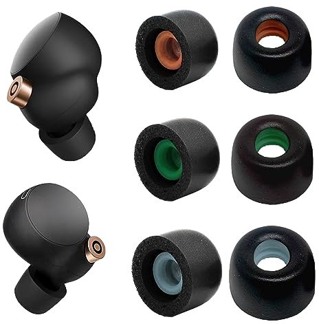 Memory Foam Eartips Ear Buds Compatible with Sony WF-1000XM4 Anti-Slip Ear Tips Replacement 3 Pairs Soft Silicone Ear Tips Replacement Earbuds Fit Charging Case S/M/L Black (3 Pairs S/M/L)