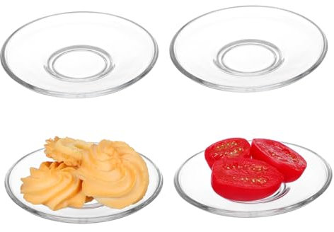 DOITOOL Lot De 4 Soucoupes Rondes En Verre Pour Salons De Thé Réunions Bureaux Et Maisons