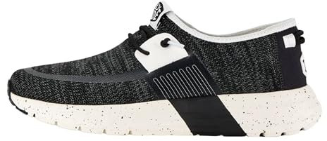 HEYDUDE Sirocco Sport Mode - Zapatos para Hombre - Zapatillas con Sistema de Cordones Fácil, Black/White, 43