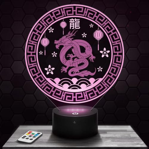 Nachttischlampe Chinesischen Sternzeichen Drache deko Astral Horoskop China. Geschenkidee objekt Chinesischen Sternzeichen Drache Nachtlicht Erwachsene deko Zimmer. Weihnachten