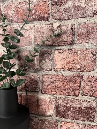 Newroom Vliestapete Rot Steintapete Mauerwerk Modern Wohnzimmer | Sichtmauerwerk Backstein Terrakotta Rotbraun, Tapete Loft Industrial, raue Reliefstruktur matt, Schlafzimmer Flur