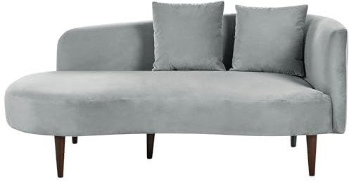 Beliani Chaiselongue Samtstoff beige Taupe mit Kissen Lehne rechts modern Chaumont
