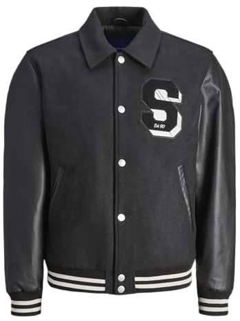 JACK & JONES Jorcarter Varsity Wool Blend Bomber Noos Chaqueta universitaria, Negro, L para Hombre