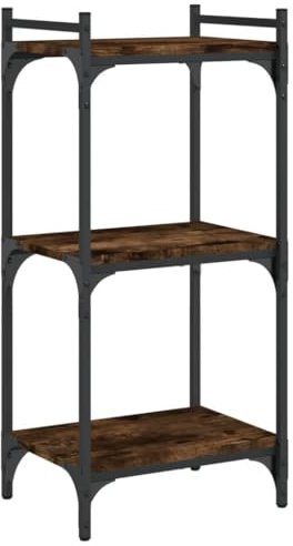 vidaXL Bücherregal, Bücherschrank mit 3 Böden, Regal mit verstellbaren Beinen, Standregal Aktenregal Büroregal, Räuchereiche Holzwerkstoff