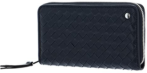 Abro Leather Piuma Weaving Zip Wallet Navy